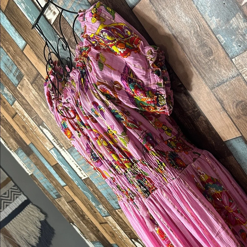 Pink Floral Bohemian Maxi Dress - Women's - Picture 13 of 16